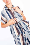 Camicia Misto Lino a Righe donna Tensione in - 1