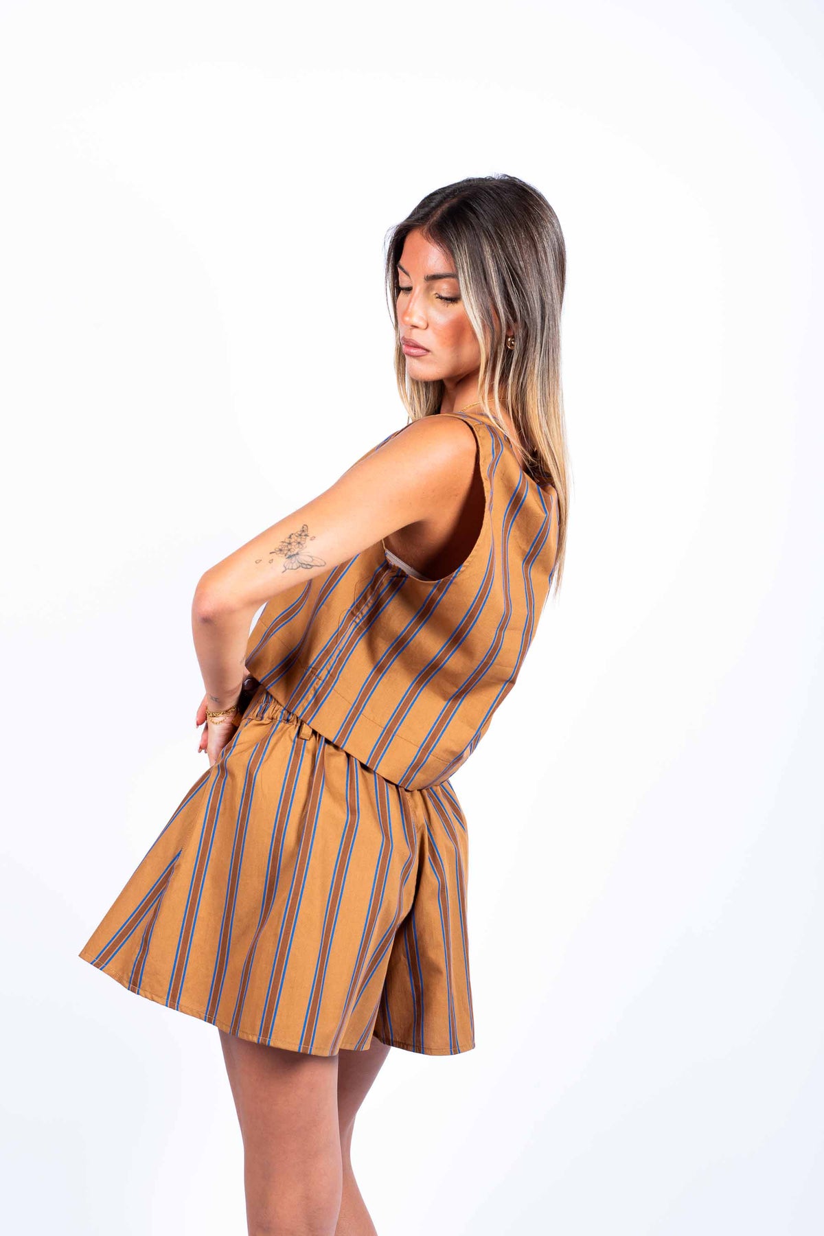 Top Cropped a Righe donna Tensione in - 4