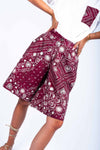 Bermuda Stampa Bandana Bordeaux donna Tensione in - 1