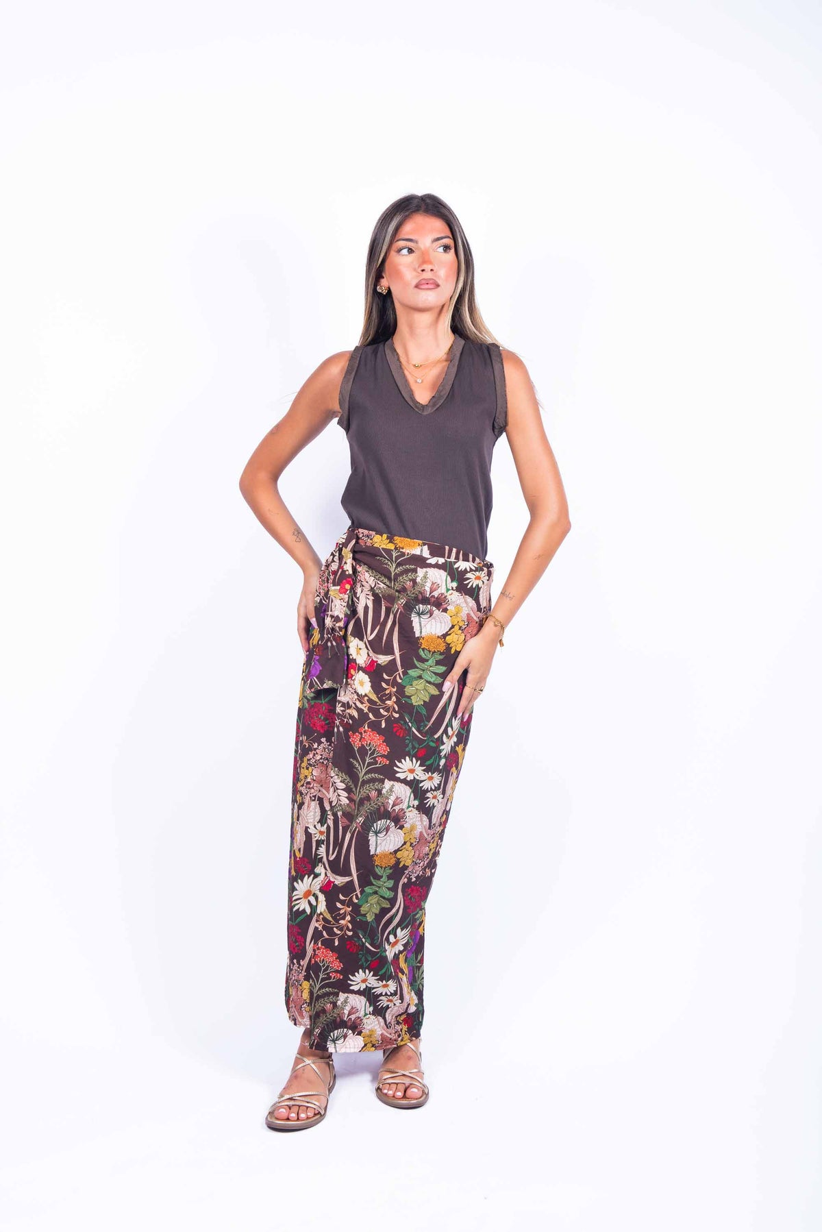 Gonna Pareo Midi Stampa Floreale donna Miss love - 5