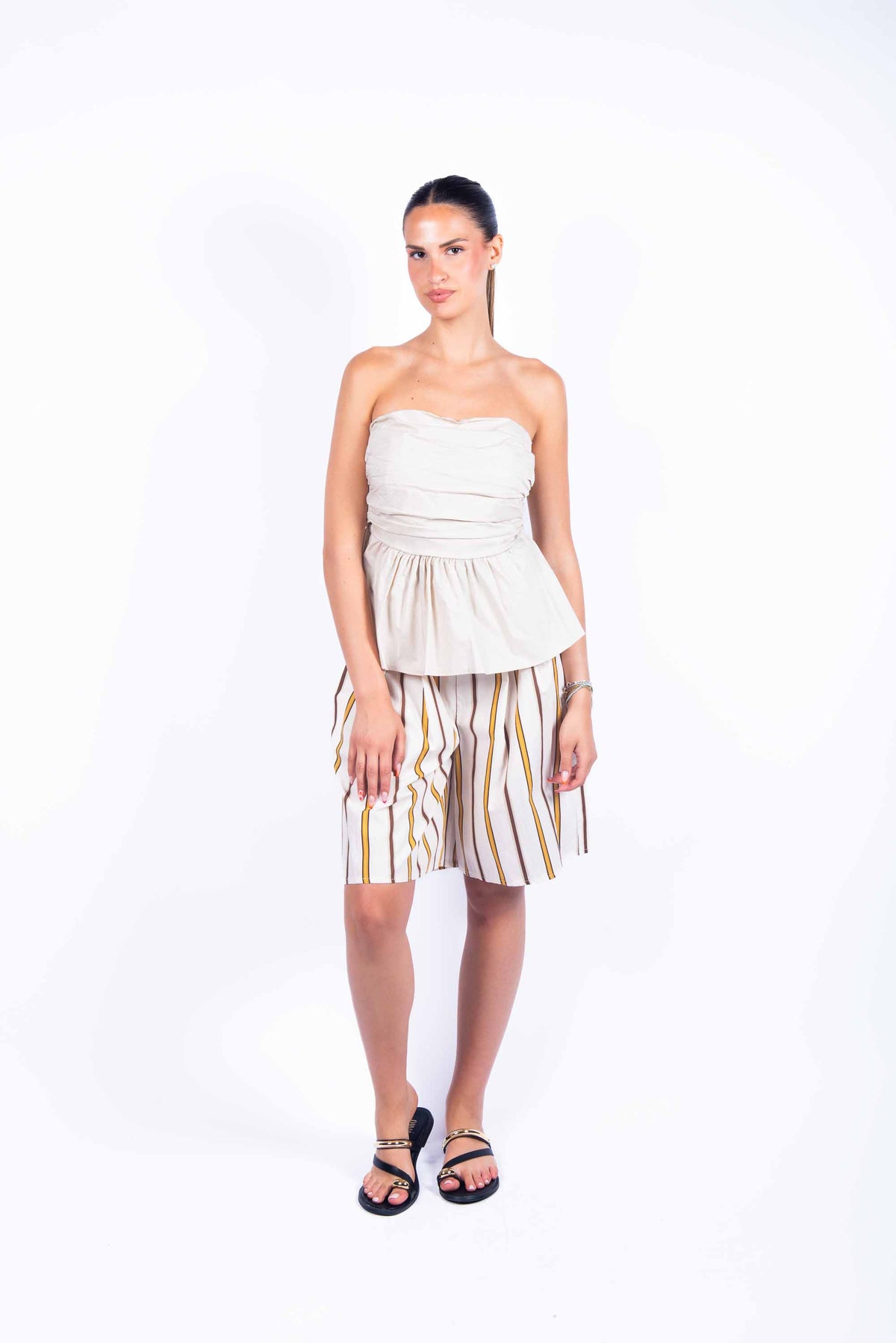 Top Drappeggiato con Volant Panna donna Miss love - 2