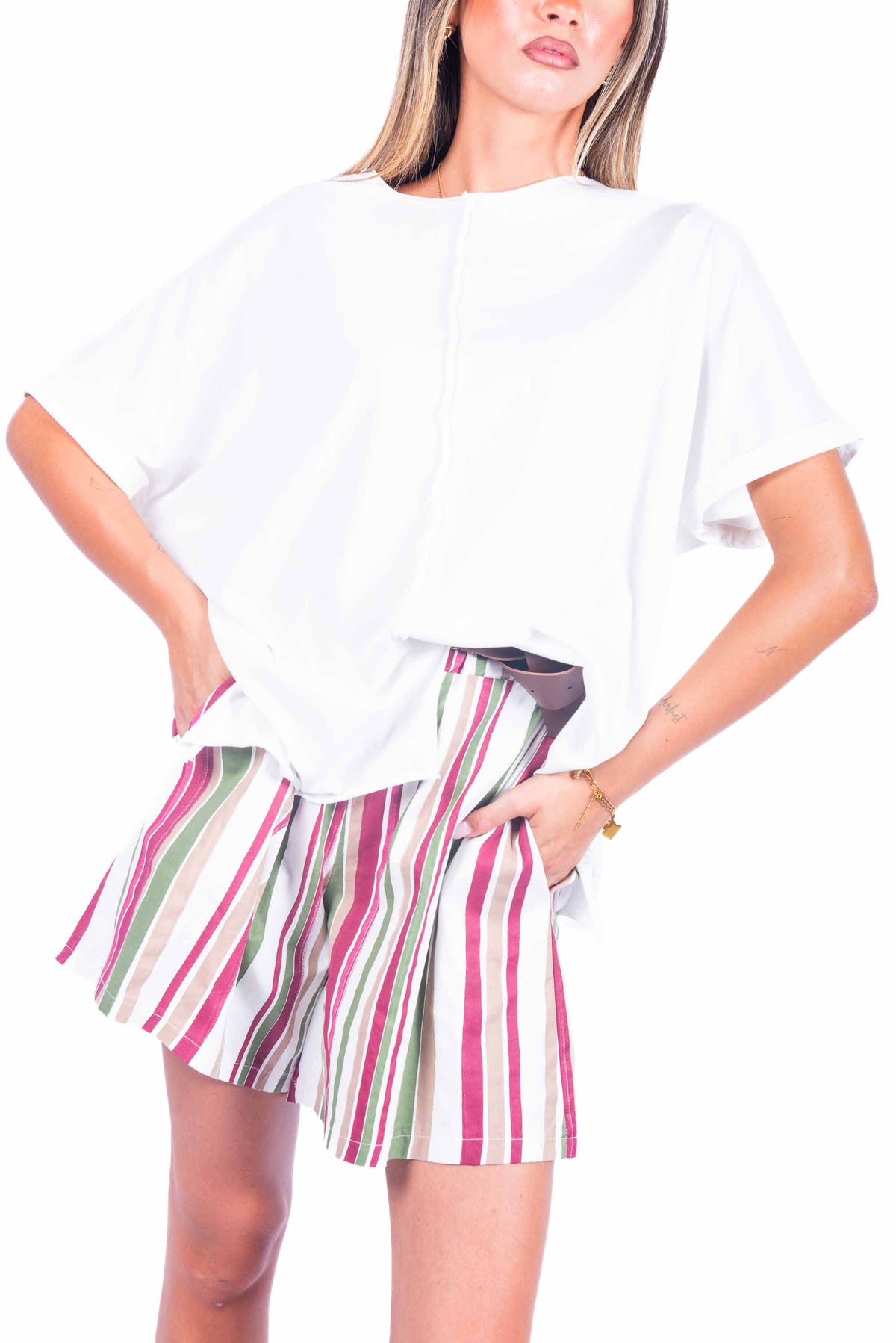 T-shirt Oversize con Cucitura Strutturata donna Miss love - 4