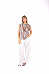 Camicia Smanicata a Righe Azzurro/Moro donna Tensione in - 1