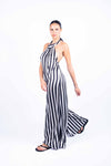 Tuta Lunga Halter a Righe Bianco/Nero donna Miss love - 4