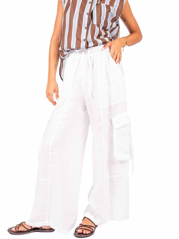 Pantaloni Cargo in Lino da donna Tensione in