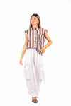 Camicia Smanicata a Righe Azzurro/Moro donna Tensione in - 4