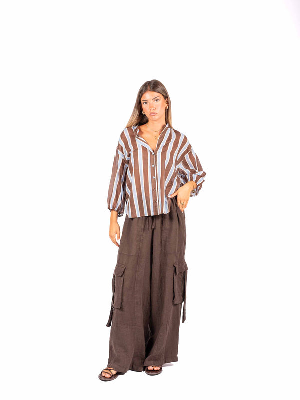 Camicia a Righe Azzurro/Moro da donna Tensione in