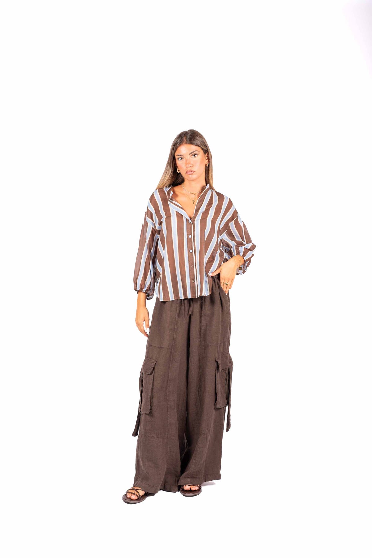 Camicia a Righe Azzurro/Moro donna Tensione in - 1