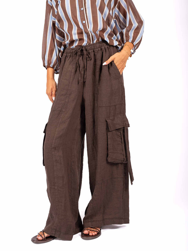 Pantaloni Cargo in Lino da donna Tensione in