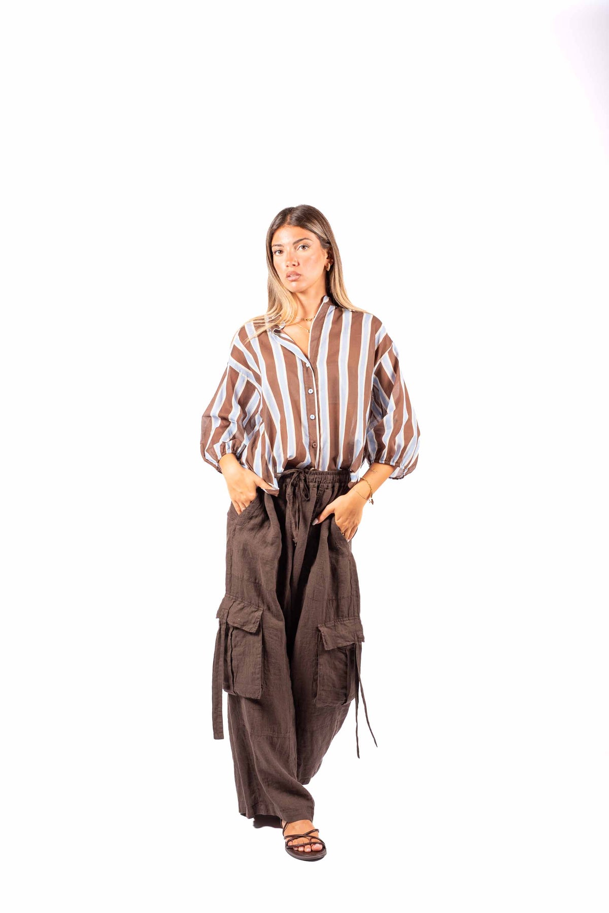 Camicia a Righe Azzurro/Moro donna Tensione in - 4