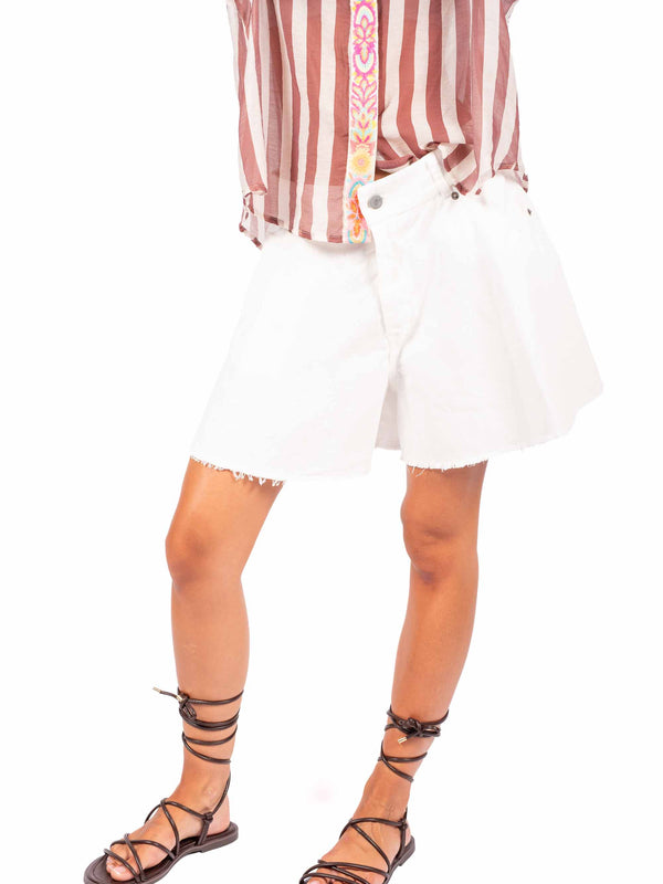 Shorts in Denim Bianco da donna Tensione in