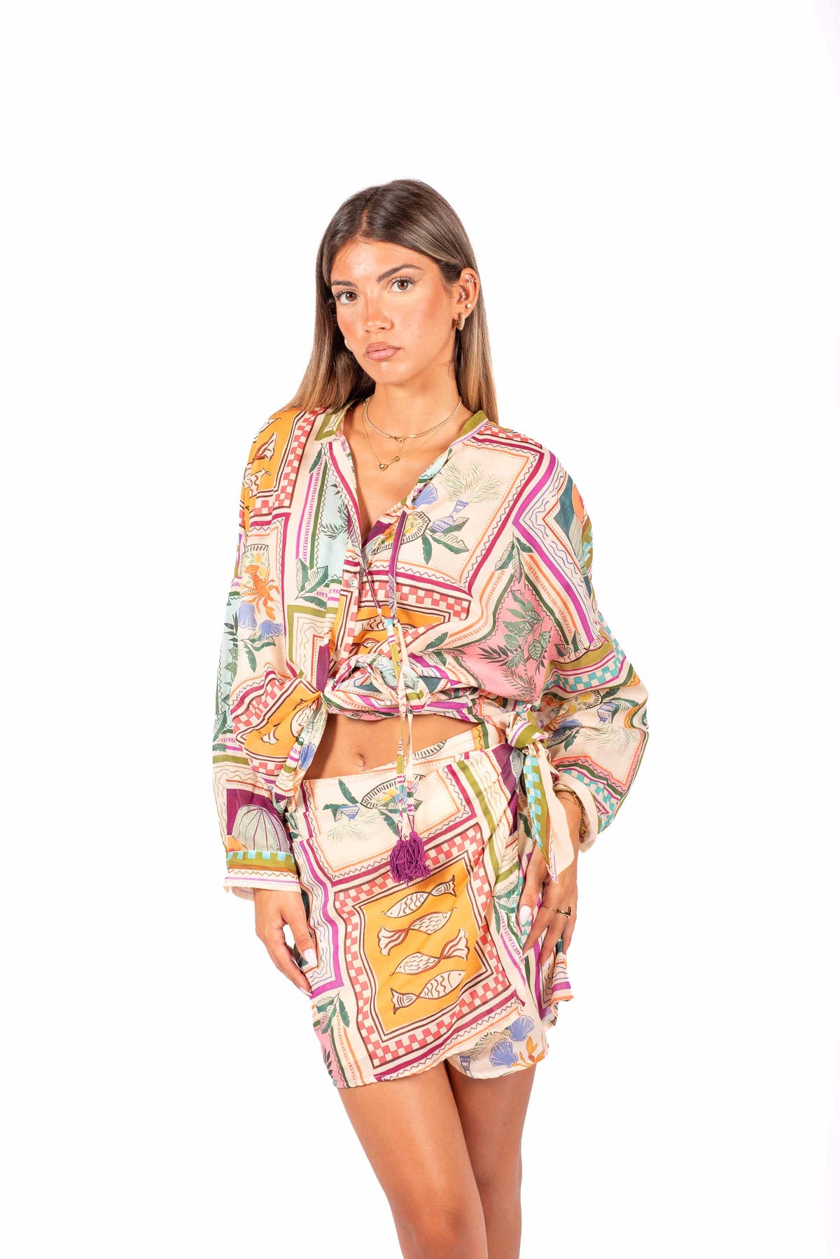 Camicia Fluida Stampa Patchwork donna Tensione in - 2