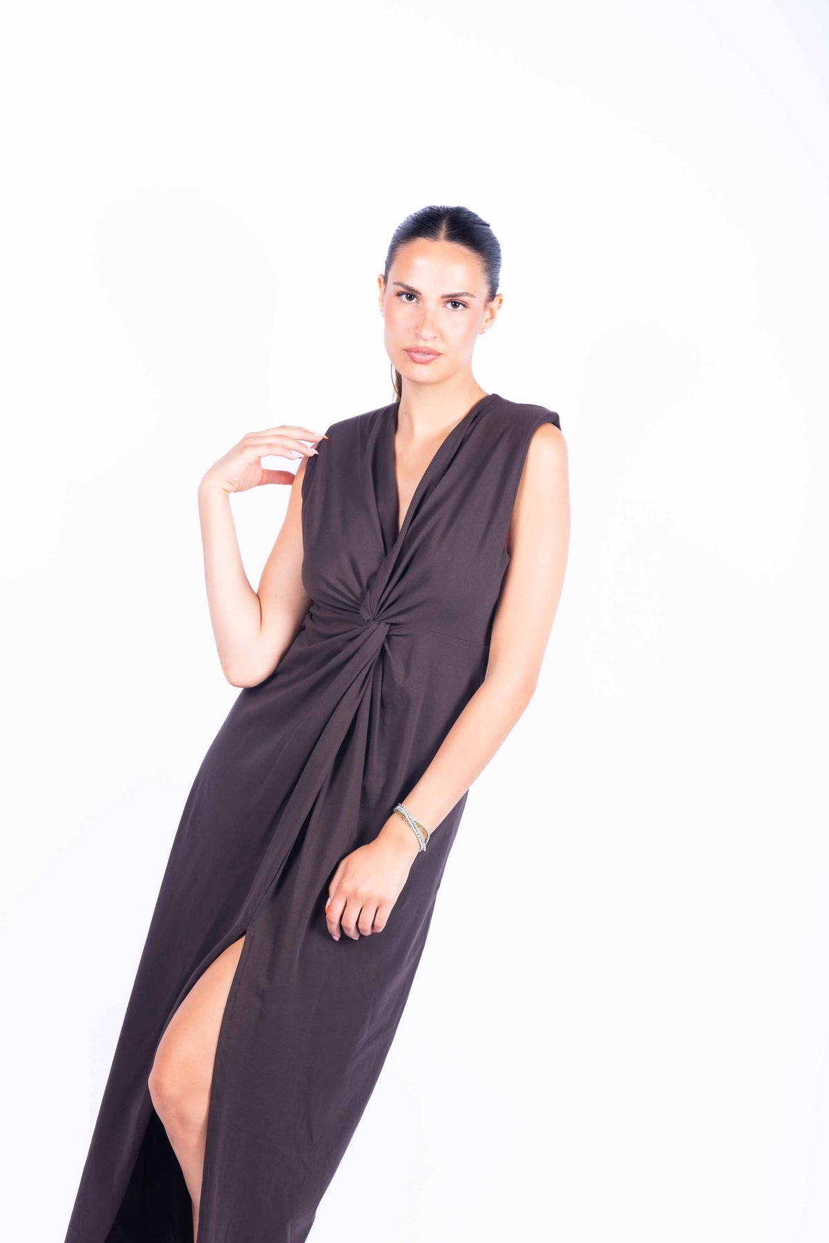 Abito con Nodo Cioccolato donna Miss love - 5