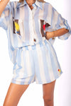 Camicia Oversize a Righe con Ricami donna Tensione in - 2
