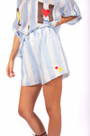 Shorts a Righe con Ricamo donna Tensione in - 1