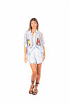 Camicia Oversize a Righe con Ricami donna Tensione in - 4