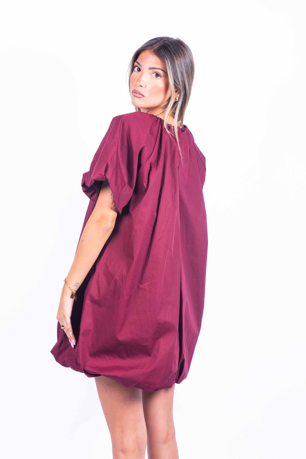 Abito Mini a Palloncino Bordeaux donna Miss love - 3