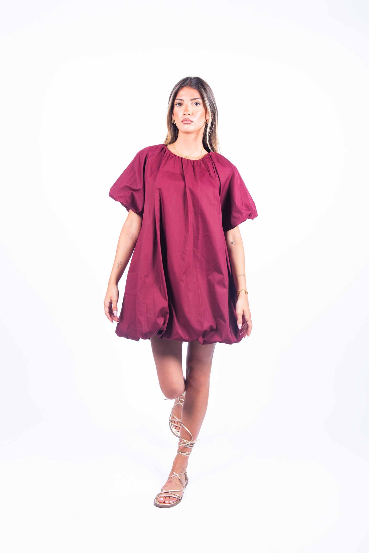 Abito Mini a Palloncino Bordeaux donna Miss love - 4