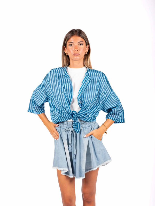 Camicia a Righe Blu da donna Tensione in