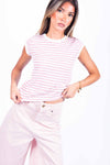 T-shirt Costine a Righe Panna/Rosa donna Tensione in - 1