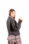 Cardigan Tricot Destrutturato con Dettagli in Ecopelle donna Maryley - 3