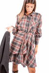 Abito Corto a Quadri Tartan con Drapeggio donna Maryley - 2