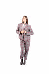 Blazer a Quadri Grigio/Bordeaux con Cravatta Inclusa donna Maryley - 2