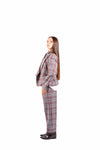 Pantaloni Sartoriali a Quadri Grigio/Bordeaux con Cintura donna Maryley - 5