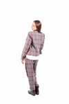 Blazer a Quadri Grigio/Bordeaux con Cravatta Inclusa donna Maryley - 3