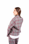 Blazer a Quadri Grigio/Bordeaux con Cravatta Inclusa donna Maryley - 4