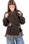 Giacca Corta Nera con Tasca Effetto Pelle donna Maryley - 4