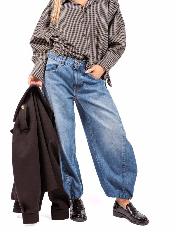 Jeans Barrel Fit con  Fondo Elasticizzato da donna Maryley