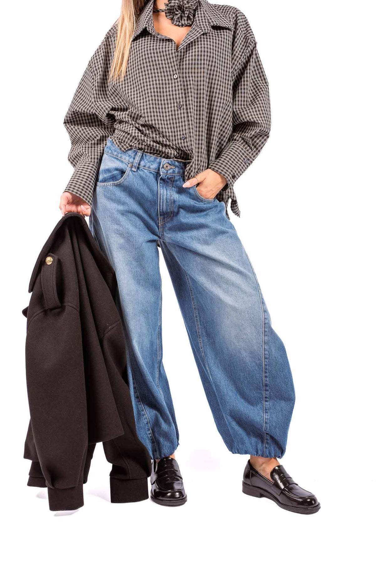 Jeans Barrel Fit con  Fondo Elasticizzato donna Maryley - 1
