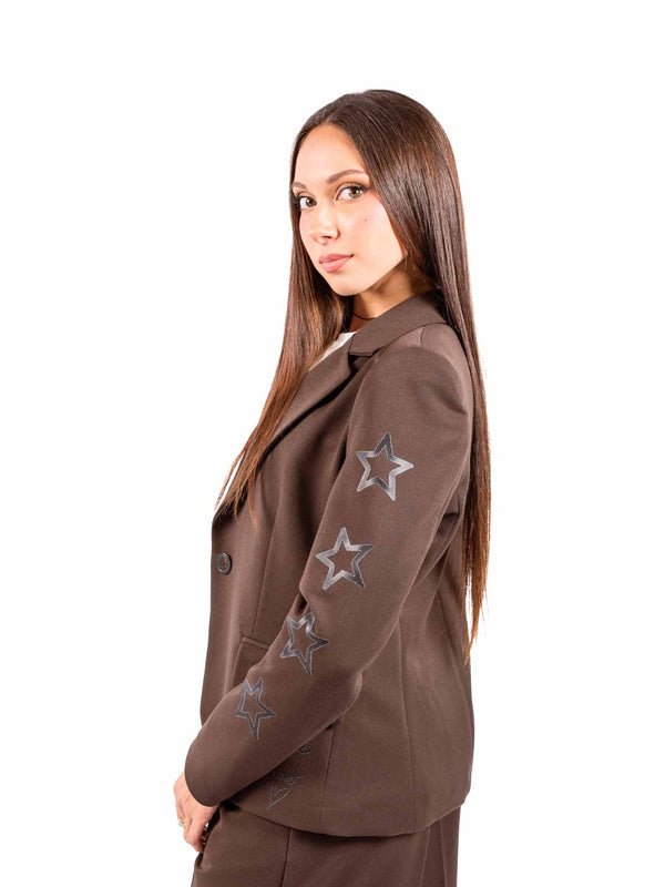 Blazer Sartoriale Cioccolato con Stampe da donna Maryley