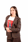 Blazer Sartoriale Cioccolato con Stampe donna Maryley - 3