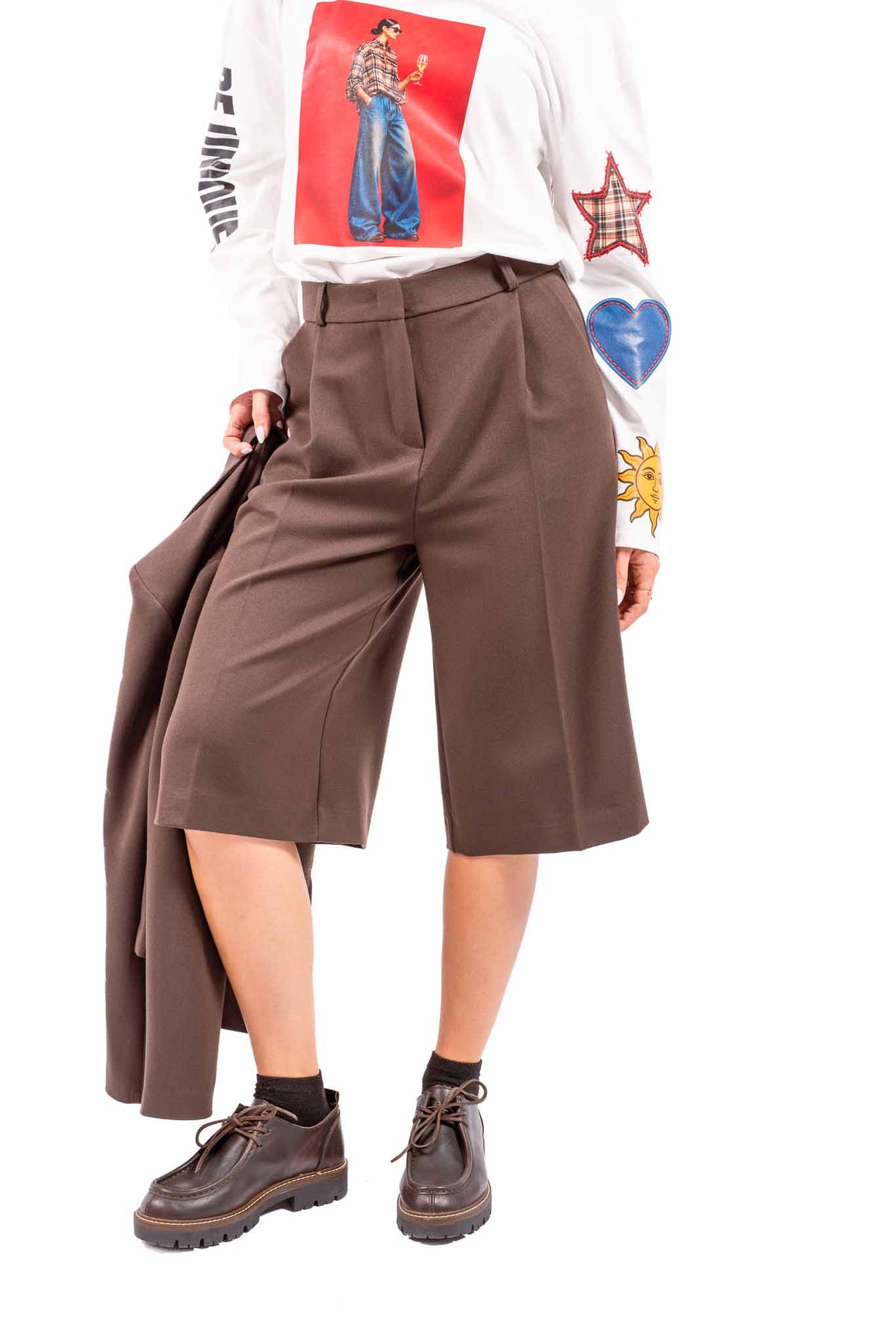 Bermuda Sartoriali con Pinces Cioccolato donna Maryley - 1