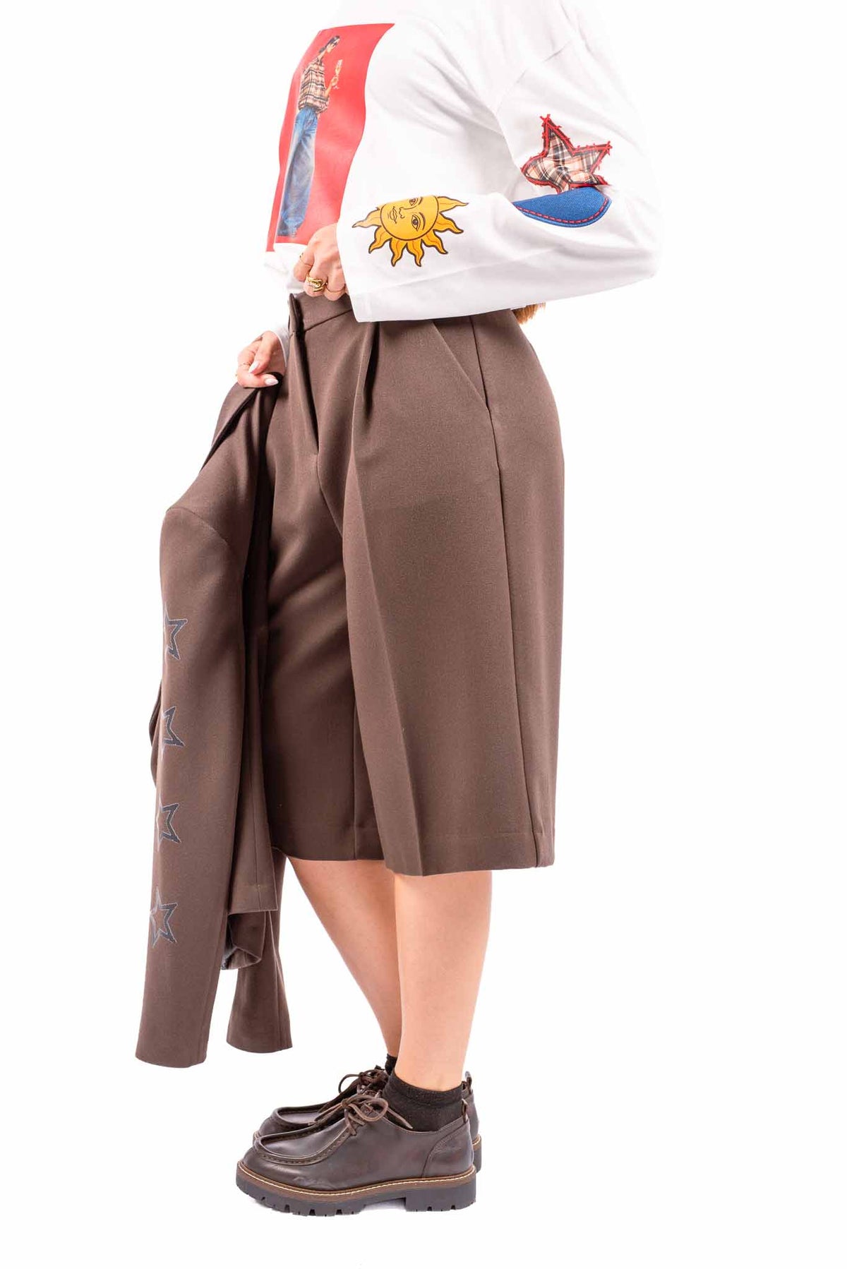 Bermuda Sartoriali con Pinces Cioccolato donna Maryley - 2