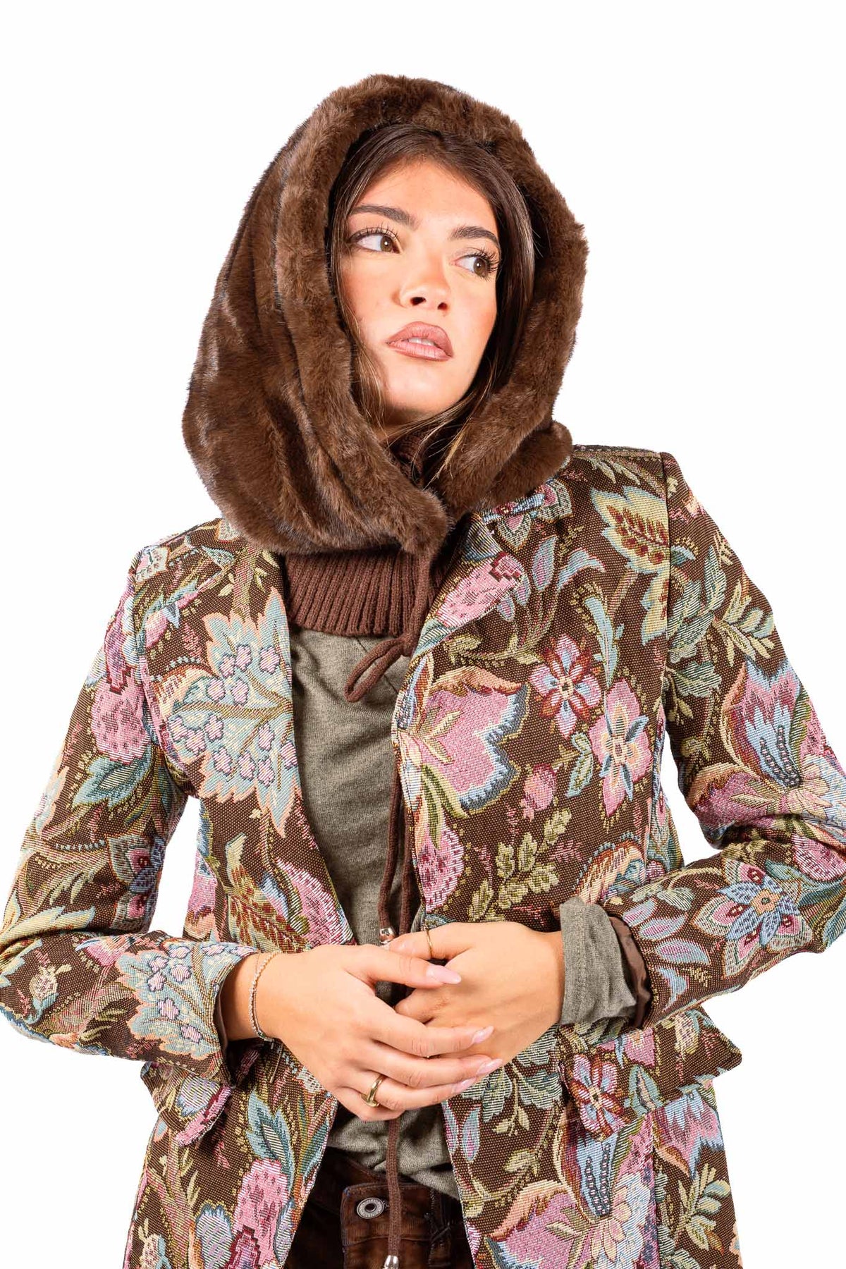 Blazer in Tessuto Jacquard Floreale donna Miss love - 5