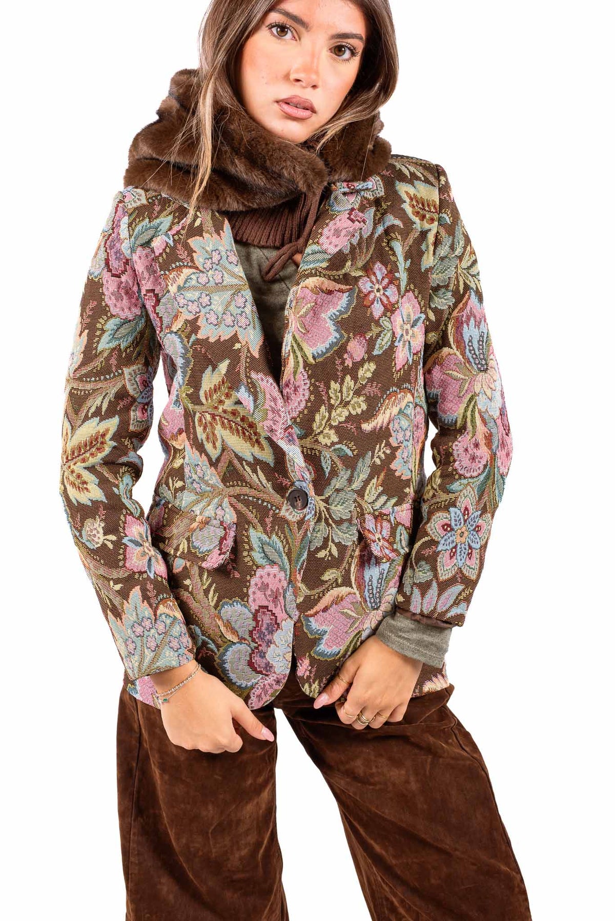 Blazer in Tessuto Jacquard Floreale donna Miss love - 1