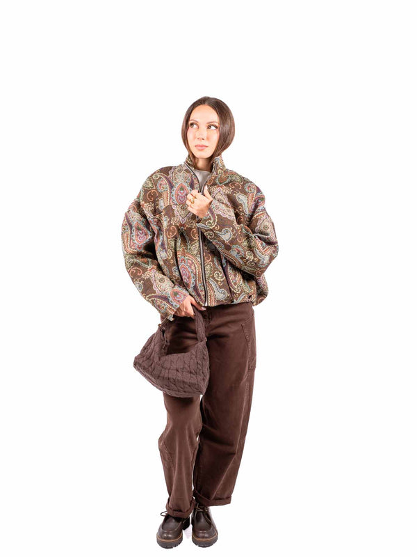Bomber Jacquard con Motivo Paisley Orientale da donna Miss love