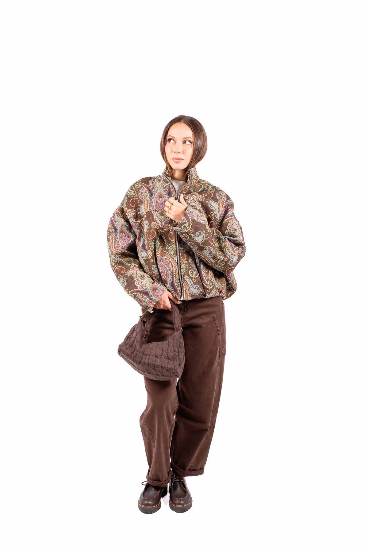 Bomber Jacquard con Motivo Paisley Orientale donna Miss love - 1