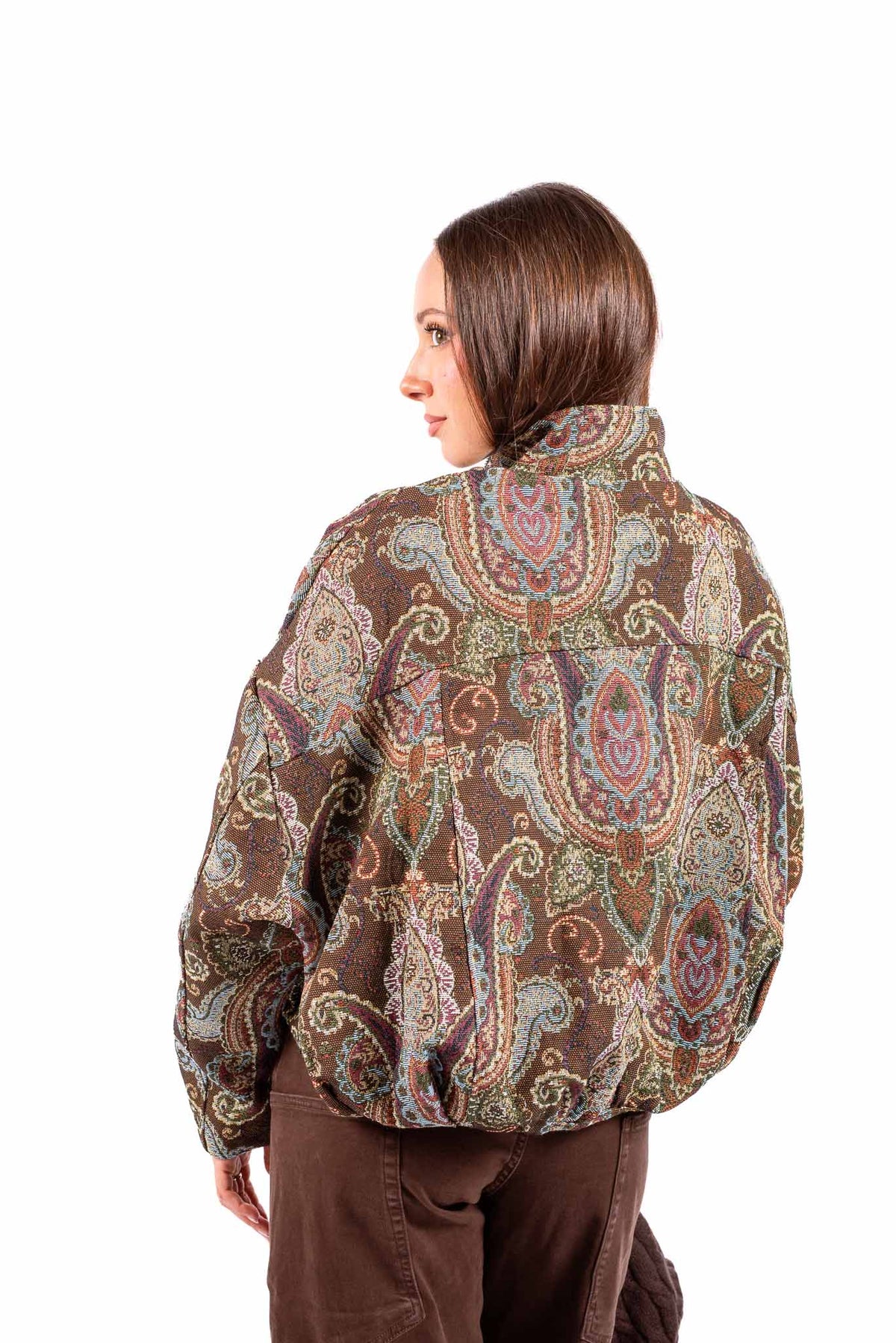 Bomber Jacquard con Motivo Paisley Orientale donna Miss love - 3