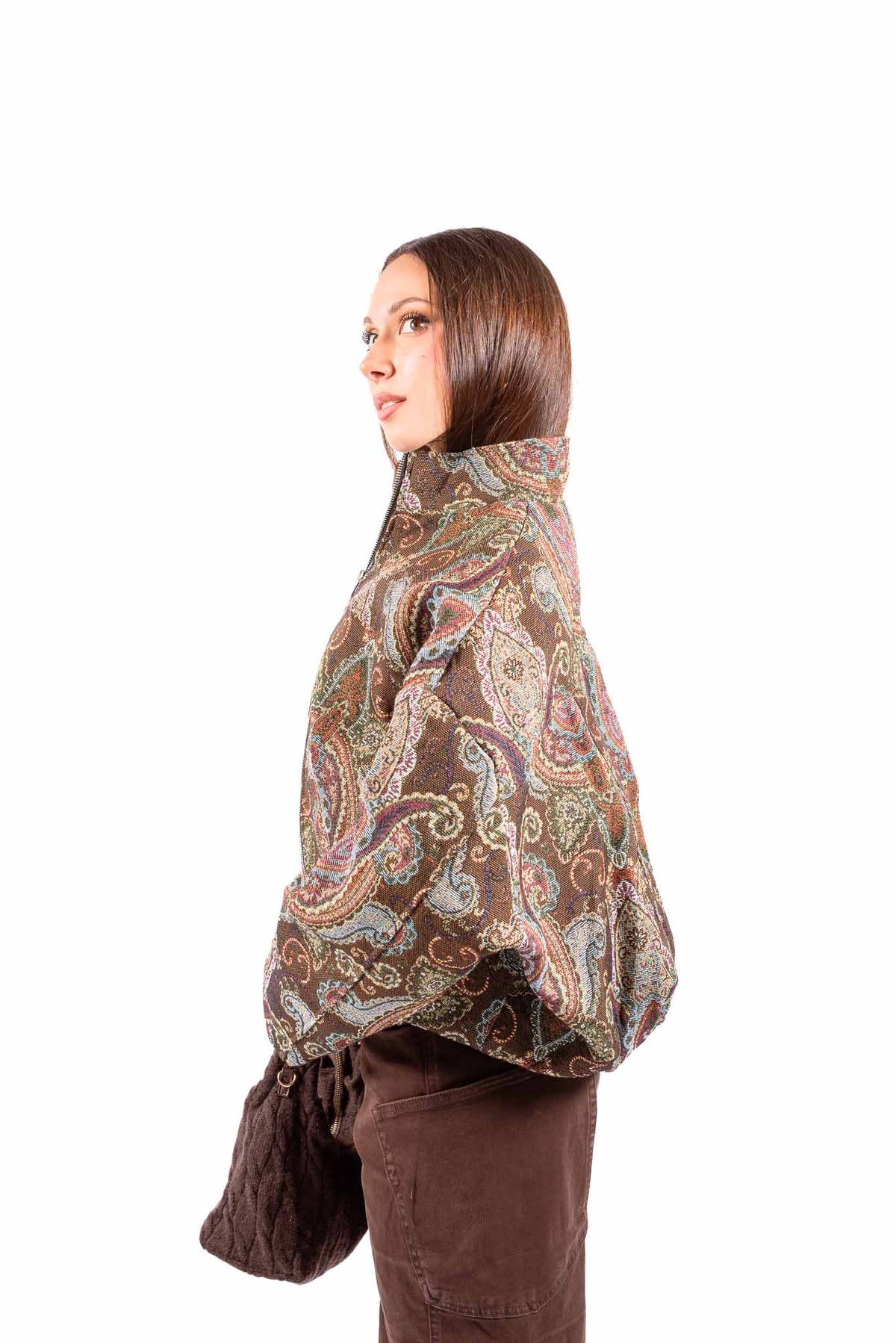 Bomber Jacquard con Motivo Paisley Orientale donna Miss love - 2