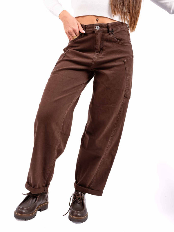 Pantaloni Cargo Slim Fit Cioccolato da donna Miss love