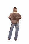 Giubbino Barn Marrone in Tessuto Spalmato con Colletto in Velluto donna Miss love - 3