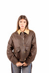 Giubbino Barn Marrone in Tessuto Spalmato con Colletto in Velluto donna Miss love - 2