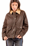 Giubbino Barn Marrone in Tessuto Spalmato con Colletto in Velluto donna Miss love - 1