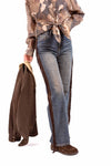 Jeans in Denim Washed con Frange Laterali donna Miss love - 1