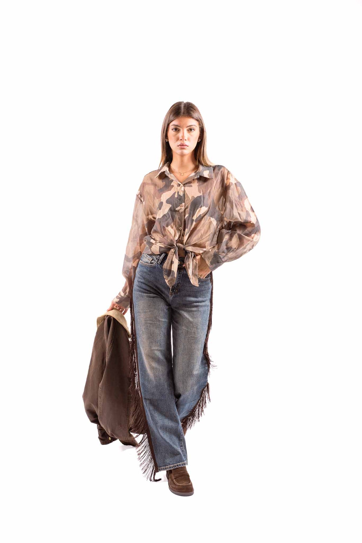 Camicia Oversize Semitrasparente Camouflage donna Miss love - 4