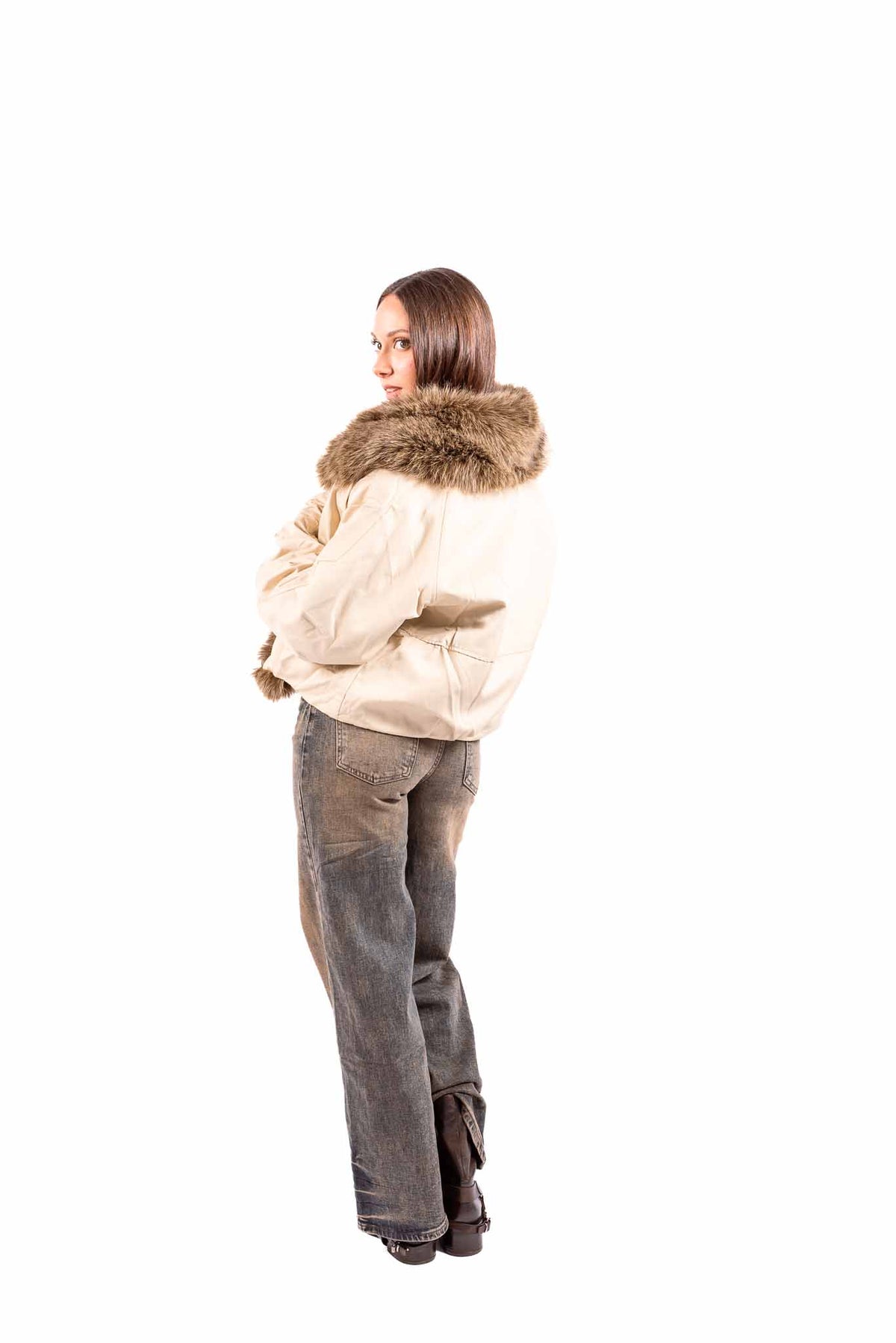 Giubbino Beige con Dettagli in Ecopelliccia donna Miss love - 3